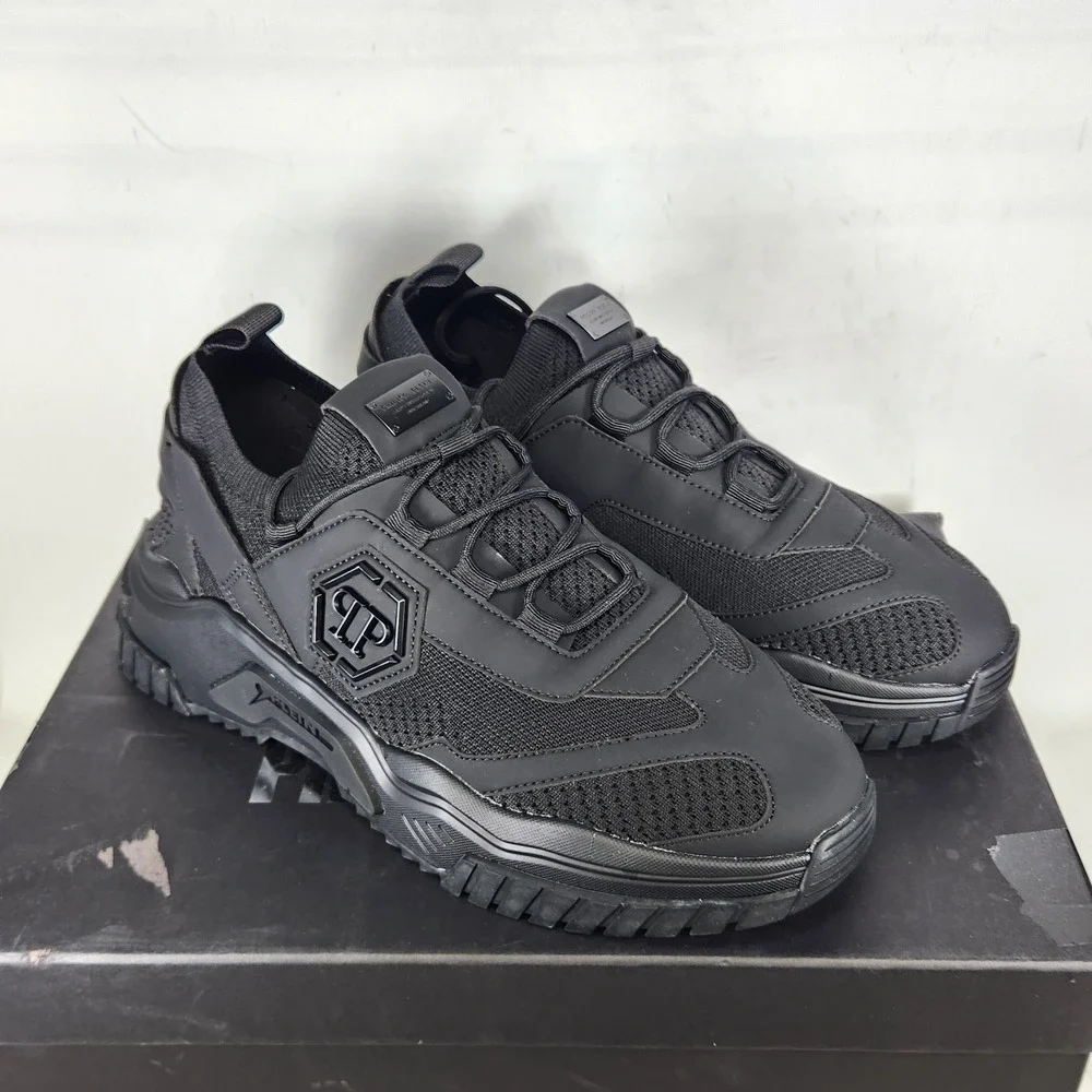 Philipp Plein Trainer Sneakers Mens Size 9 Black Predator Active USC0399